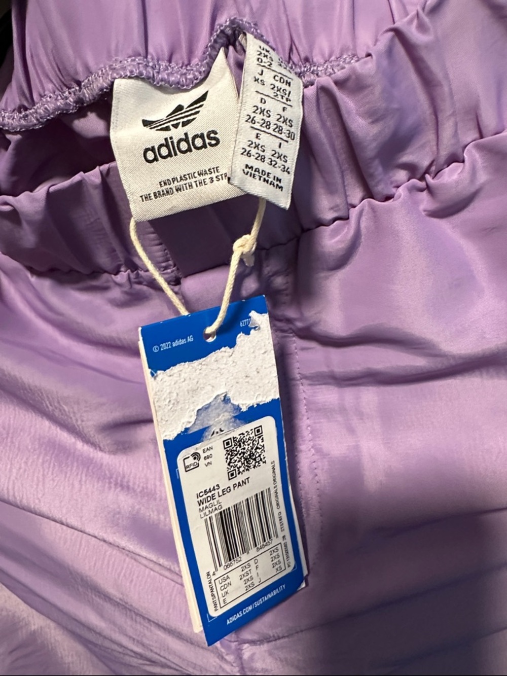 adidas Originals Women’s Lavender Wide-Straight Leg Track Pants IC5443 2XS - Picture 3 of 9